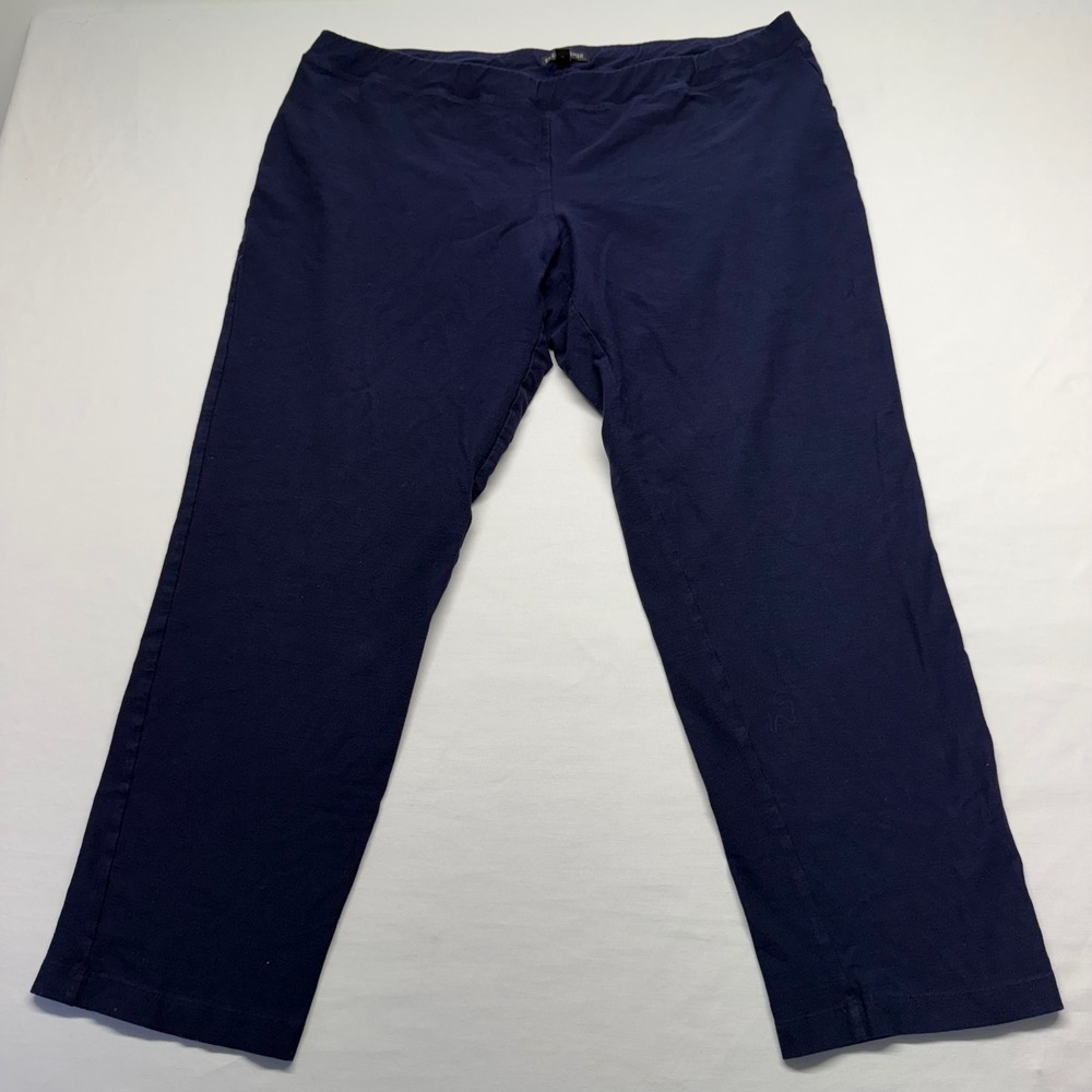 Eileen Fisher Ankle Pants Stretch Jersey XL Navy Women Pull On Business Casual